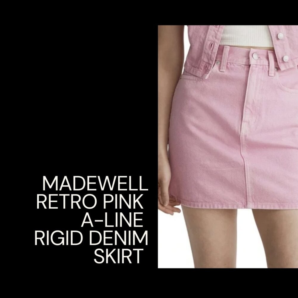 NWoT Madewell Retro Pink A-Line Rigid Denim Skirt 33